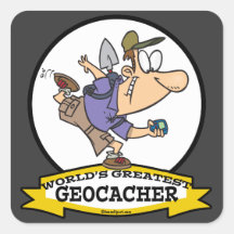 WORLDS GREATEST GEOCACHER MEN CARTOON STICKERS