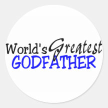 Worlds Greatest Godfather Blue Black Round Stickers