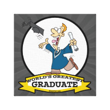 WORLDS GREATEST GRADUATE MALE CARTOON GALLERY WRAPPED CANVAS