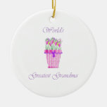 world's greatest grandma (pink flowers) ornaments