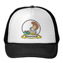 WORLDS GREATEST GROCERY BAGGER WOMEN CARTOON TRUCKER HATS