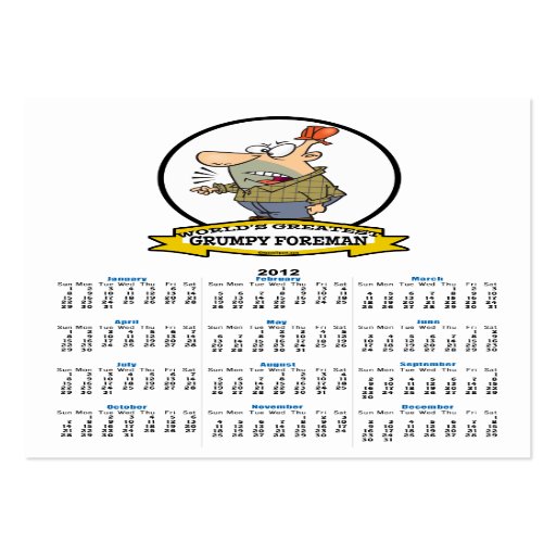 WORLDS GREATEST GRUMPY FOREMAN MEN CARTOON BUSINESS CARD