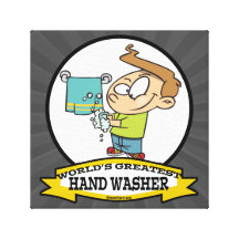 WORLDS GREATEST HAND WASHER KIDS CARTOON GALLERY WRAP CANVAS