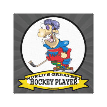 WORLDS GREATEST HOCKEY PLAYER MEN CARTOON GALLERY WRAP CANVAS
