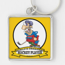 WORLDS GREATEST HOCKEY PLAYER MEN CARTOON KEY CHAINS