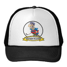 WORLDS GREATEST HOCKEY PLAYER MEN CARTOON MESH HAT