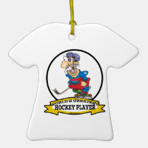 WORLDS GREATEST HOCKEY PLAYER MEN CARTOON ORNAMENT