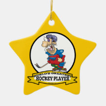 WORLDS GREATEST HOCKEY PLAYER MEN CARTOON ORNAMENT