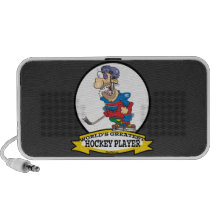 WORLDS GREATEST HOCKEY PLAYER MEN CARTOON TRAVELLING SPEAKERS