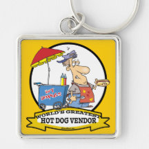 WORLDS GREATEST HOT DOG VENDOR MEN CARTOON KEYCHAIN