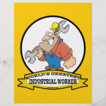 WORLDS GREATEST INDUSTRIAL WORKER MEN CARTOON FLYER