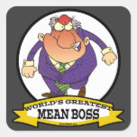WORLDS GREATEST MEAN BOSS MEN CARTOON SQUARE STICKERS