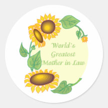 World's Greatest Mother In Law Round Sticker