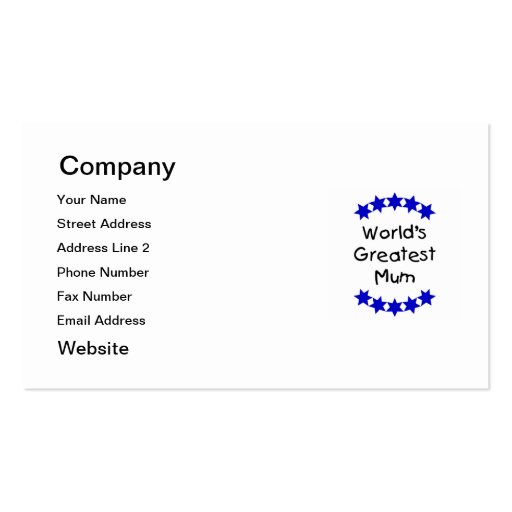 World's Greatest Mum (navy stars) Business Card