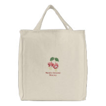 World's Greatest Mummy floral embroidered tote bag