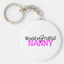 Worlds Greatest Nanny Pink Black Key Chains