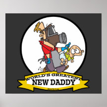 WORLDS GREATEST NEW DADDY MEN CARTOON PRINT