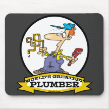 WORLDS GREATEST PLUMBER II MEN CARTOON MOUSE PAD