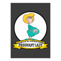 WORLDS GREATEST PREGNANT LADY CARTOON PERSONALISED ANNOUNCEMENT