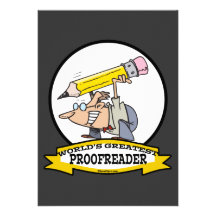 WORLDS GREATEST PROOFREADER CARTOON PERSONALIZED INVITATION