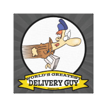 WORLDS GREATEST SPEEDY DELIVERY GUY MEN CARTOON GALLERY WRAP CANVAS