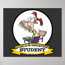 WORLDS GREATEST STUDENT GIRL CARTOON POSTERS