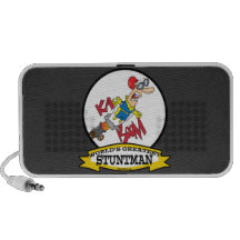 WORLDS GREATEST STUNTMAN MEN CARTOON TRAVEL SPEAKER