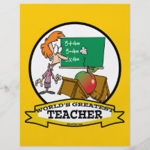WORLDS GREATEST TEACHER WOMEN CARTOON PERSONALISED FLYER