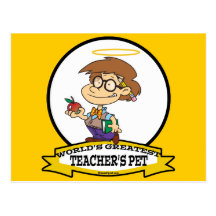 WORLDS GREATEST TEACHERS PET BOY II CARTOON POST CARD