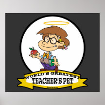 WORLDS GREATEST TEACHERS PET BOY II CARTOON PRINT