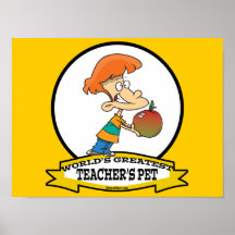 WORLDS GREATEST TEACHERS PET CARTOON PRINT