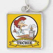 WORLDS GREATEST TECHIE WOMEN CARTOON KEY CHAIN