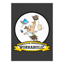 WORLDS GREATEST WORKAHOLIC MEN CARTOON CUSTOM INVITE