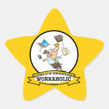WORLDS GREATEST WORKAHOLIC MEN CARTOON STICKER