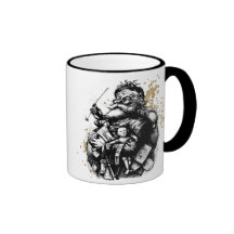 Worn and Spattered Santa Illustration Coffee Mug