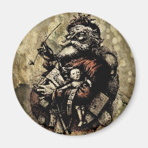 Worn and Spattered Santa Illustration Magnet