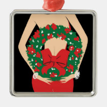 Wreath Premium Square Ornament ornaments