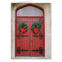 Wreaths on Red Door Greeting Card