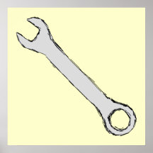 Wrench. Grey and Black. Spanner. Poster