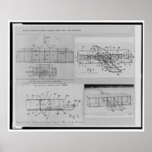 WRIGHT BROTHERS AIRPLANE PATENT DRAWINGS PRINT