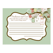 Writable Advice Card Spring Floral Mason Jars Postcard
