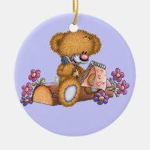 Writer Bear Christmas Ornaments