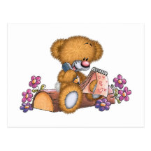 Writer Bear Postcard