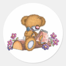 Writer Bear Round Stickers