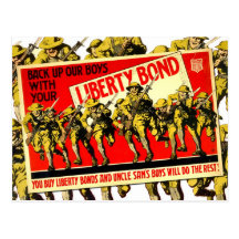 WWI Liberty Bond poster with soldiers Postcard