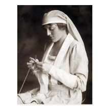 WWI Nurse knitting Sweater Post Cards