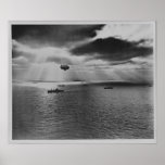 WWII: Evening in the Atlantic with Blimp Poster