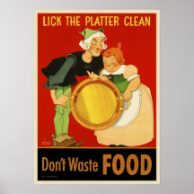 WWII Lick the Platter Clean-Don't Waste Food Print