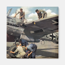 WWII Luftwaffe Ground Crew + ME-110 Fridge Magnet