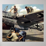 WWII Luftwaffe Ground Crew + ME-110 Poster